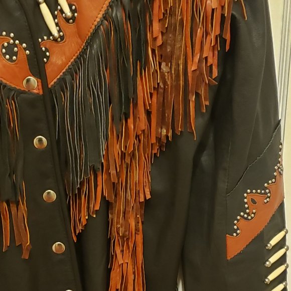 Vintage Fringe Leather Biker Jacket - XL - Picture 4 of 11